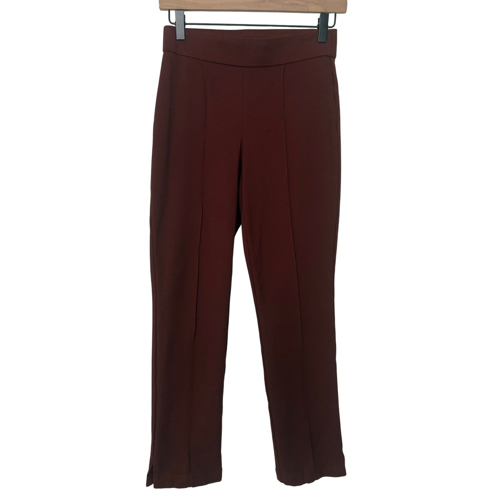 Christian Siriano New York Burgundy Pintuck Slim Leg Pull On Pants XS Burgundy